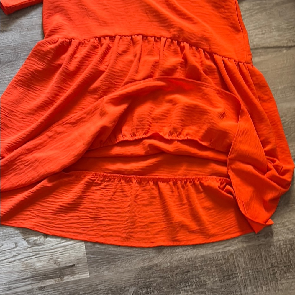 Dual Nature Vibrant Orange Short Sleeve Dress - Picture 4 of 5